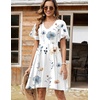 Zeagoo Womens Summer Dress Casual Swing Sundresses Floral Ruffle Short Sleeve Wedding Guest Dress Beach Mini Dress 2026(White)