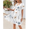 Zeagoo Womens Summer Dress Casual Swing Sundresses Floral Ruffle Short Sleeve Wedding Guest Dress Beach Mini Dress 2026(White)