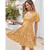 Zeagoo Womens Summer Dress Casual Swing Sundresses Floral Ruffle Short Sleeve Wedding Guest Dress Beach Mini Dress 2026(Yellow Floral)