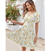 Zeagoo Womens Summer Dress Casual Swing Sundresses Floral Ruffle Short Sleeve Wedding Guest Dress Beach Mini Dress 2026(Yellow White Floral)