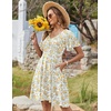 Zeagoo Womens Summer Dress Casual Swing Sundresses Floral Ruffle Short Sleeve Wedding Guest Dress Beach Mini Dress 2026(Yellow White Floral)