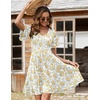 Zeagoo Womens Summer Dress Casual Swing Sundresses Floral Ruffle Short Sleeve Wedding Guest Dress Beach Mini Dress 2026(Yellow White Floral)