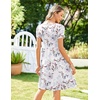 Zeagoo Womens Summer Dress Mini Petal Short Sleeve Dresses Pleated Button Down V Neck Floral Beach Swing Vacation Dress 2026(Big Floral White)