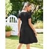 Zeagoo Womens Summer Dress Mini Petal Short Sleeve Dresses Pleated Button Down V Neck Floral Beach Swing Vacation Dress 2026(Black)