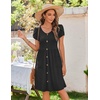 Zeagoo Womens Summer Dress Mini Petal Short Sleeve Dresses Pleated Button Down V Neck Floral Beach Swing Vacation Dress 2026(Black)