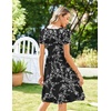 Zeagoo Womens Summer Dress Mini Petal Short Sleeve Dresses Pleated Button Down V Neck Floral Beach Swing Vacation Dress 2026(Floral Black)