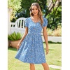 Zeagoo Womens Summer Dress Mini Petal Short Sleeve Dresses Pleated Button Down V Neck Floral Beach Swing Vacation Dress 2026(Floral Blue)
