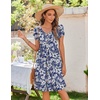 Zeagoo Womens Summer Dress Mini Petal Short Sleeve Dresses Pleated Button Down V Neck Floral Beach Swing Vacation Dress 2026(Floral White Blue)