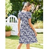 Zeagoo Womens Summer Dress Mini Petal Short Sleeve Dresses Pleated Button Down V Neck Floral Beach Swing Vacation Dress 2026(Floral White Blue)