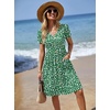 Zeagoo Womens Summer Dress Mini Petal Short Sleeve Dresses Pleated Button Down V Neck Floral Beach Swing Vacation Dress 2026(Jh560)