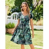 Zeagoo Womens Summer Dress Mini Petal Short Sleeve Dresses Pleated Button Down V Neck Floral Beach Swing Vacation Dress 2026(Leaf Green 2)