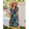 Zeagoo Womens Summer Dress Mini Petal Short Sleeve Dresses Pleated Button Down V Neck Floral Beach Swing Vacation Dress 2026(Leaf Green 2)