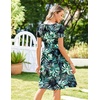 Zeagoo Womens Summer Dress Mini Petal Short Sleeve Dresses Pleated Button Down V Neck Floral Beach Swing Vacation Dress 2026(Leaf Green 2)