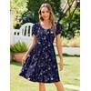 Zeagoo Womens Summer Dress Mini Petal Short Sleeve Dresses Pleated Button Down V Neck Floral Beach Swing Vacation Dress 2026(Sf180)
