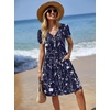 Zeagoo Womens Summer Dress Mini Petal Short Sleeve Dresses Pleated Button Down V Neck Floral Beach Swing Vacation Dress 2026(Sf180)