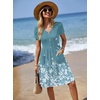Zeagoo Womens Summer Dress Mini Petal Short Sleeve Dresses Pleated Button Down V Neck Floral Beach Swing Vacation Dress 2026(Sf234)