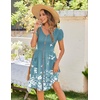 Zeagoo Womens Summer Dress Mini Petal Short Sleeve Dresses Pleated Button Down V Neck Floral Beach Swing Vacation Dress 2026(Sf234)