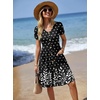 Zeagoo Womens Summer Dress Mini Petal Short Sleeve Dresses Pleated Button Down V Neck Floral Beach Swing Vacation Dress 2026(Sp122)