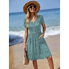 Zeagoo Womens Summer Dress Mini Petal Short Sleeve Dresses Pleated Button Down V Neck Floral Beach Swing Vacation Dress 2026(Xh539)