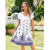 Zeagoo Womens Summer Dress Mini Petal Short Sleeve Dresses Pleated Button Down V Neck Floral Beach Swing Vacation Dress 2026(Yg1)