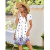 Zeagoo Womens Summer Dress Mini Petal Short Sleeve Dresses Pleated Button Down V Neck Floral Beach Swing Vacation Dress 2026(Yg1)