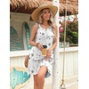 Zeagoo Womens Summer Dresses V Neck Sleeveless Sundresses Boho Beach Dress with Pockets A Line Tshirt Tank Dress(01-white Floral)