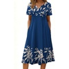 Navy Leaf Print