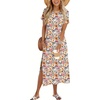 Zeagoo Summer Dresses for Women 2026 Maxi Dresses Vacation Sundress Short Sleeve Casual Sundresses Split Dress with Pockets(01 Colorful)