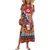 Zeagoo Summer Dresses for Women 2026 Maxi Dresses Vacation Sundress Short Sleeve Casual Sundresses Split Dress with Pockets(02 Colorful)