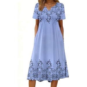 Zeagoo Summer Dresses for Women 2026 Casual Short Sleeve Aline Midi Dress with Pocket Flowy Pleated Tshirt Beach Sundress(Sf166)