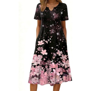 Zeagoo Summer Dresses for Women 2026 Casual Short Sleeve Aline Midi Dress with Pocket Flowy Pleated Tshirt Beach Sundress(Sf31)