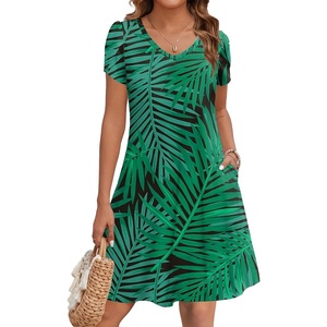Zeagoo Womens Summer A-Line Dress with Pockets Mini Short Sleeve Dresses Flowy Beach Swing Dress 2026 Vacation Travel(Zw101)