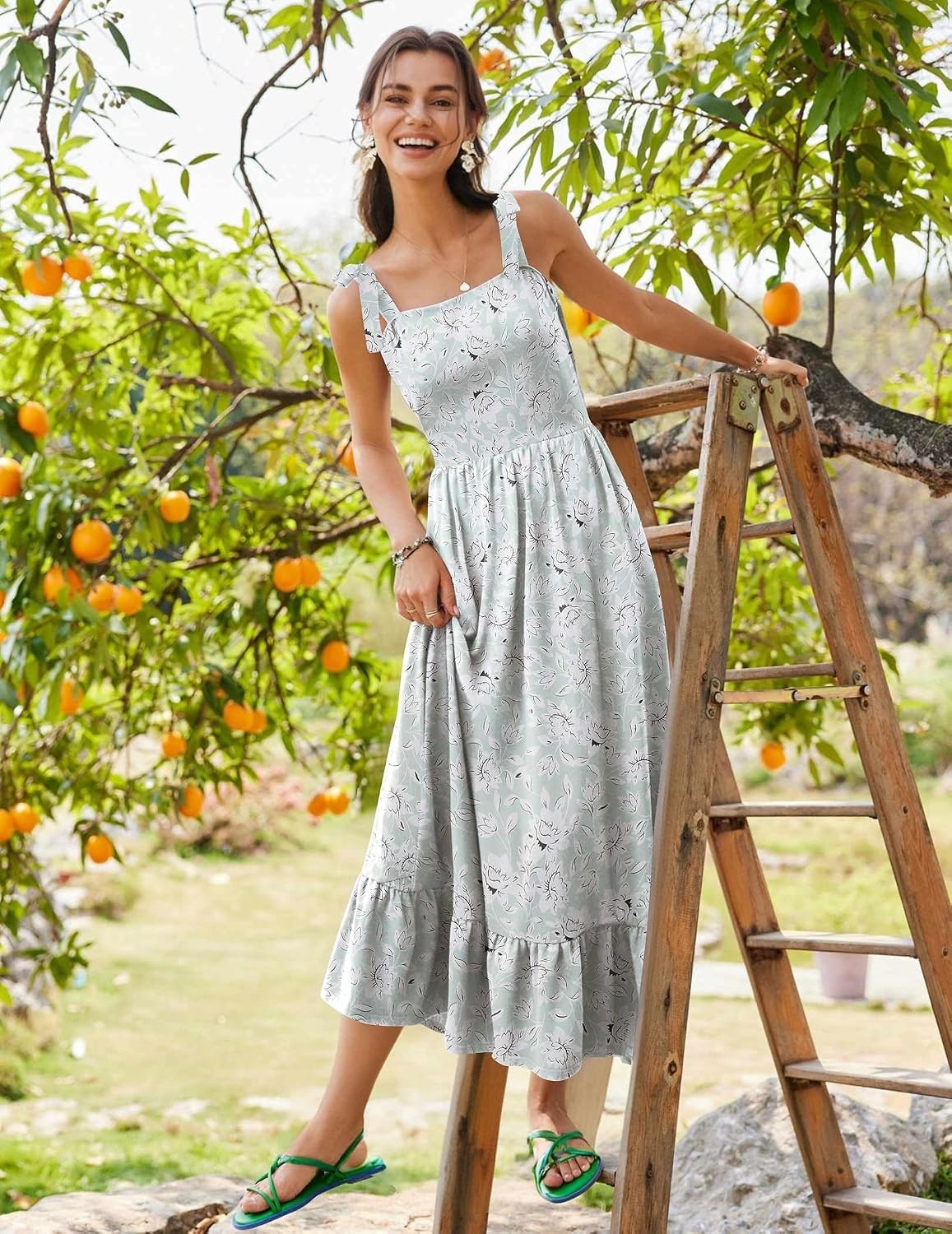 image:imageZeagoo Women Summer Maxi Dress with Pockets 2025 Spaghetti Strap Sundress Casual Flowy Boho Dress Floral Tiered Beach DressPattern8