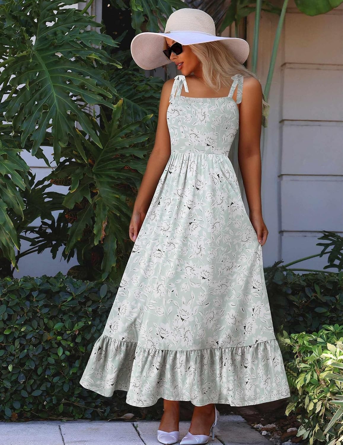 image:imageZeagoo Women Summer Maxi Dress with Pockets 2025 Spaghetti Strap Sundress Casual Flowy Boho Dress Floral Tiered Beach DressPattern8