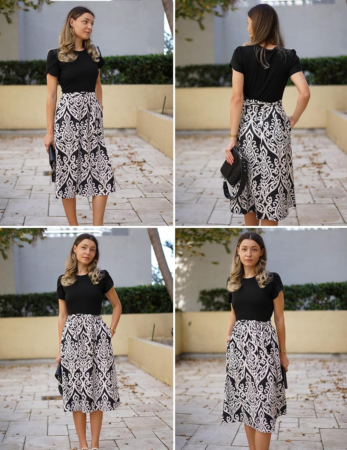 image:imageZeagoo Womens Midi Dress Summer Short Sleeve Dress with Pockets 2025 Casual Floral TShirt Dress Flowy Beach SundressBlackfloral02