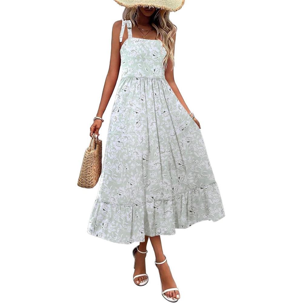 image:imageZeagoo Women Summer Maxi Dress with Pockets 2025 Spaghetti Strap Sundress Casual Flowy Boho Dress Floral Tiered Beach DressPattern8