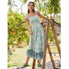 Zeagoo Women Summer Maxi Dress with Pockets 2025 Spaghetti Strap Sundress Casual Flowy Boho Dress Floral Tiered Beach Dress(Green Flower)