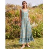 Zeagoo Women Summer Maxi Dress with Pockets 2025 Spaghetti Strap Sundress Casual Flowy Boho Dress Floral Tiered Beach Dress(Green Flower)