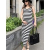 Zeagoo Womens Casual Summer Dress Sleeveless Striped Midi Dresses Beach Vacation Bodycon Knit Side Slit Tank Sundresses(Black and White Striped)