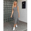 Zeagoo Womens Casual Summer Dress Sleeveless Striped Midi Dresses Beach Vacation Bodycon Knit Side Slit Tank Sundresses(Black and White Striped)