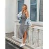 Zeagoo Womens Casual Summer Dress Sleeveless Striped Midi Dresses Beach Vacation Bodycon Knit Side Slit Tank Sundresses(Black and White Striped)