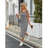 Zeagoo Womens Casual Summer Dress Sleeveless Striped Midi Dresses Beach Vacation Bodycon Knit Side Slit Tank Sundresses(Black and White Striped)