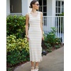 Zeagoo Womens Casual Summer Dress Sleeveless Striped Midi Dresses Beach Vacation Bodycon Knit Side Slit Tank Sundresses(Yellow and White Striped)