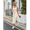 Zeagoo Womens Casual Summer Dress Sleeveless Striped Midi Dresses Beach Vacation Bodycon Knit Side Slit Tank Sundresses(Yellow and White Striped)