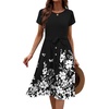 Zeagoo Womens Midi Dress Summer Short Sleeve Dress with Pockets 2025 Casual Floral T-Shirt Dress Flowy Beach Sundress(Black Floral-04)