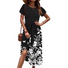 Zeagoo Womens Midi Dress Summer Short Sleeve Dress with Pockets 2025 Casual Floral T-Shirt Dress Flowy Beach Sundress(Black Floral-04)