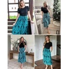 Zeagoo Womens Midi Dress Summer Short Sleeve Dress with Pockets 2025 Casual Floral T-Shirt Dress Flowy Beach Sundress(Black-blue Floral)