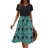 Zeagoo Womens Midi Dress Summer Short Sleeve Dress with Pockets 2025 Casual Floral T-Shirt Dress Flowy Beach Sundress(Black-blue Floral)