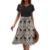 Zeagoo Womens Midi Dress Summer Short Sleeve Dress with Pockets 2025 Casual Floral T-Shirt Dress Flowy Beach Sundress(Black-floral-02)