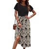 Zeagoo Womens Midi Dress Summer Short Sleeve Dress with Pockets 2025 Casual Floral T-Shirt Dress Flowy Beach Sundress(Black-floral-02)
